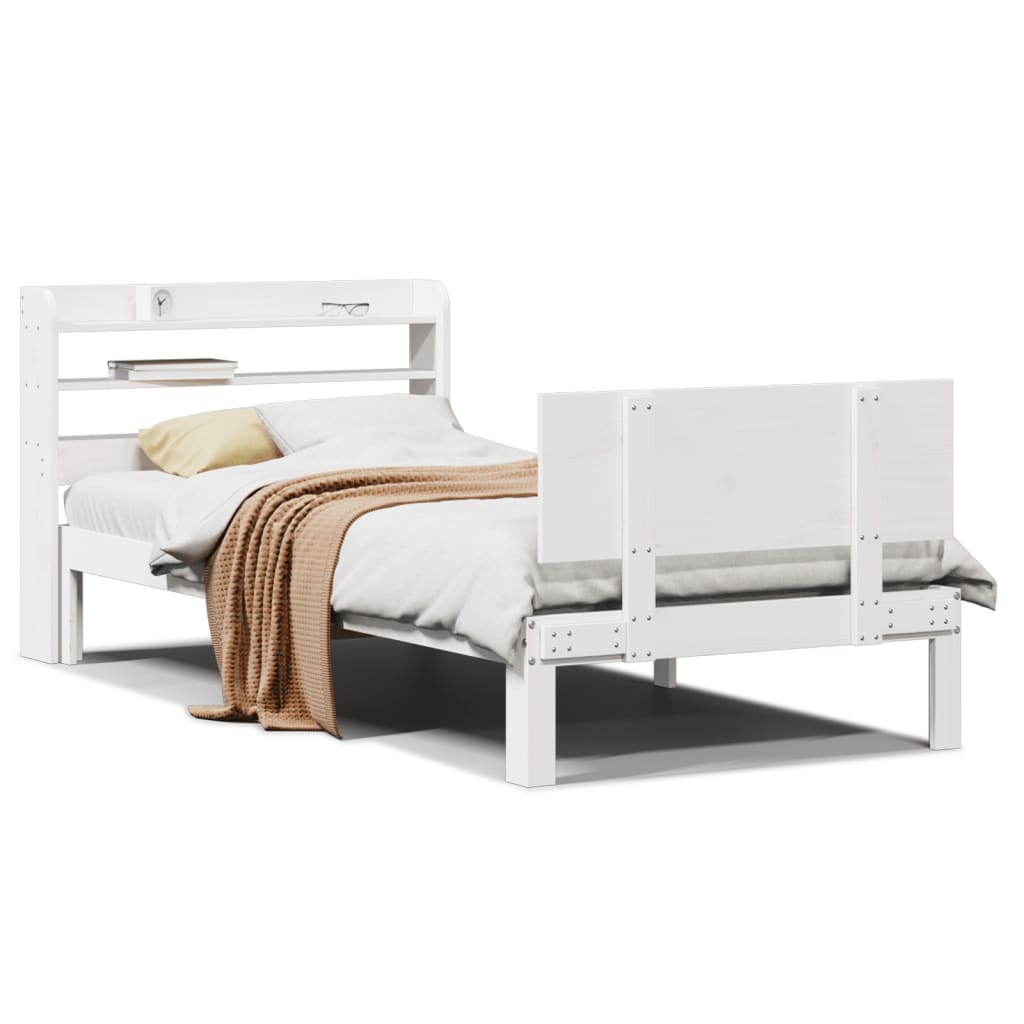 vidaXL Estructura de cama con cabecero sin colchón blanco 90x190 cm