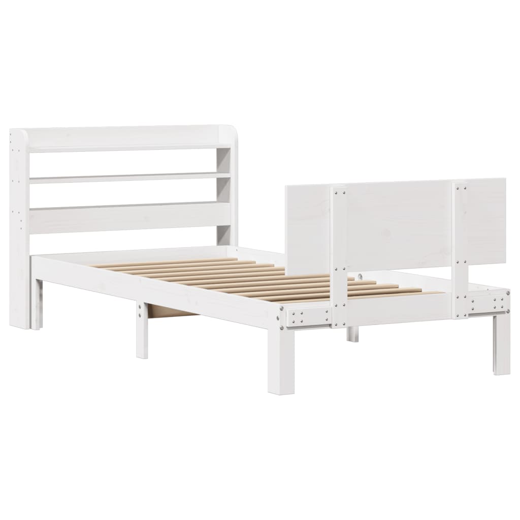 vidaXL Estructura de cama con cabecero sin colchón blanco 90x190 cm