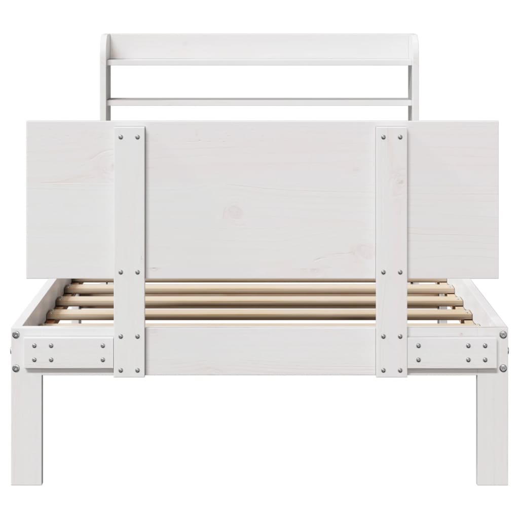 vidaXL Estructura de cama con cabecero sin colchón blanco 90x190 cm