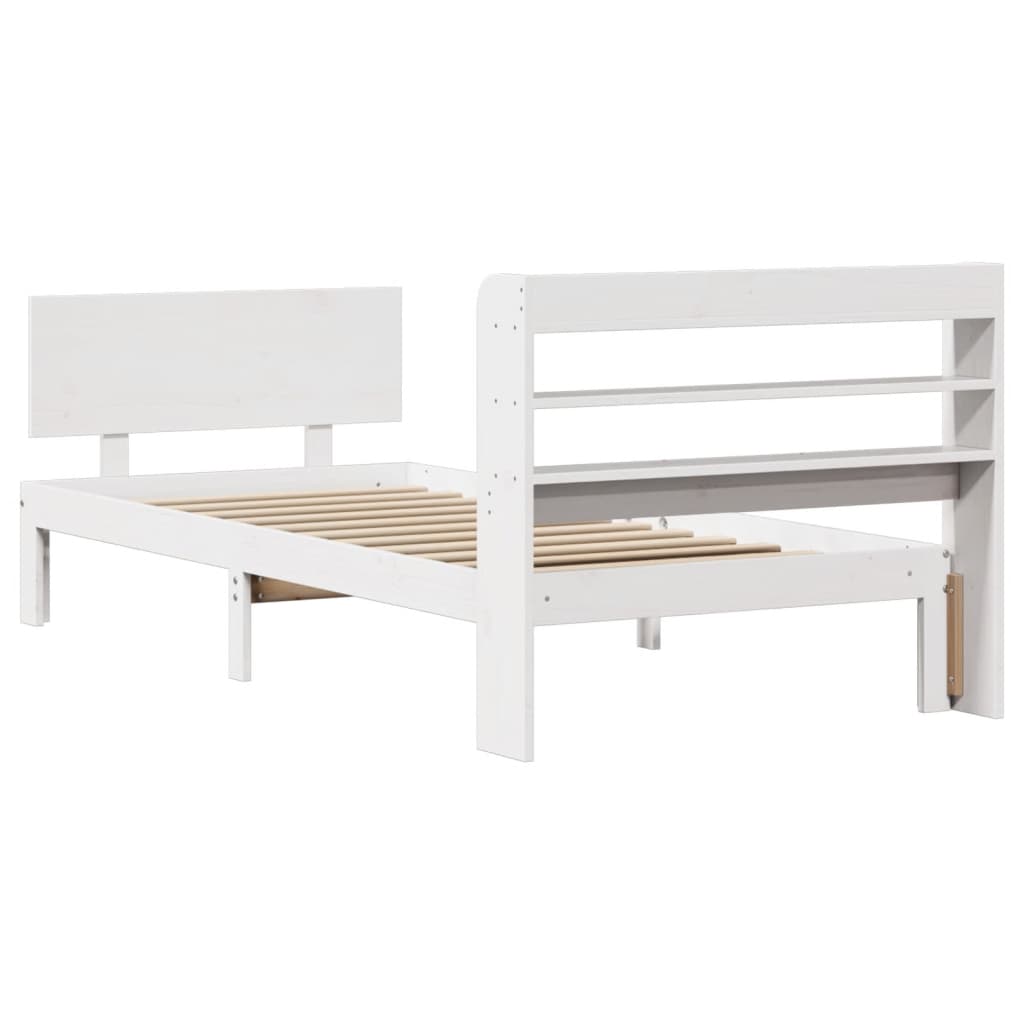 vidaXL Estructura de cama con cabecero sin colchón blanco 90x190 cm