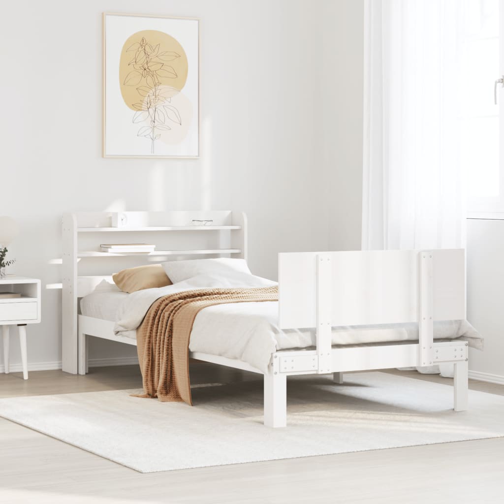 vidaXL Estructura de cama con cabecero sin colchón blanco 90x190 cm