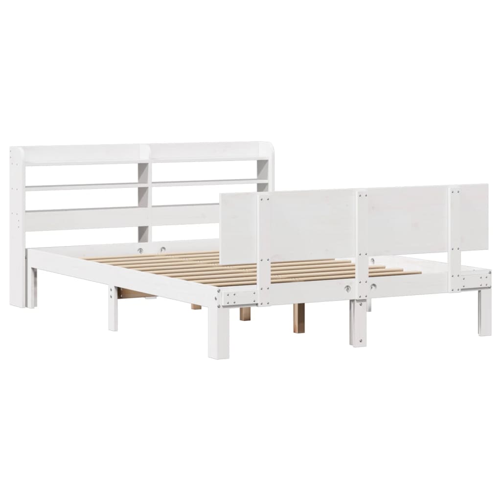 vidaXL Estructura de cama con cabecero madera pino blanco 120x190 cm