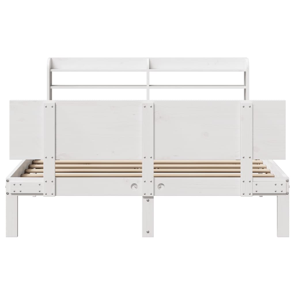 vidaXL Estructura de cama con cabecero madera pino blanco 120x190 cm