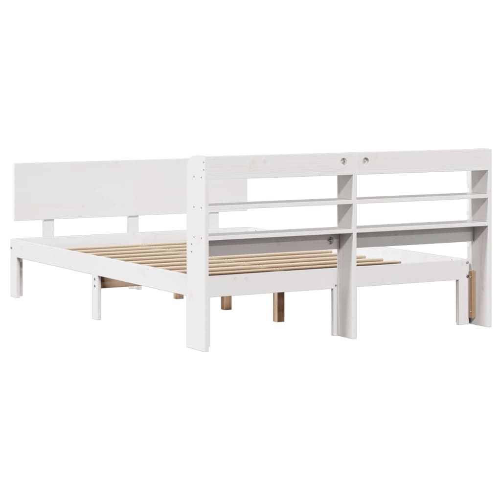 vidaXL Estructura de cama con cabecero madera pino blanco 120x190 cm