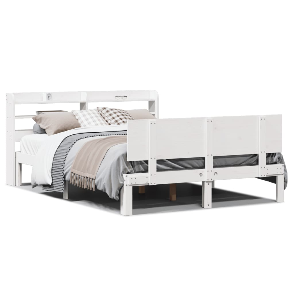 vidaXL Estructura de cama con cabecero madera pino blanco 120x190 cm