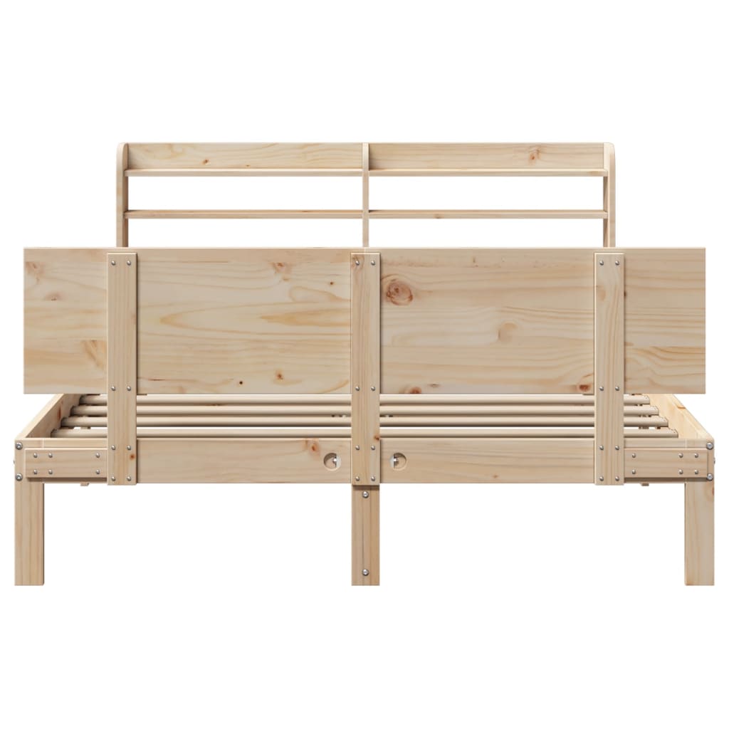 vidaXL Estructura de cama con cabecero madera maciza pino 135x190 cm