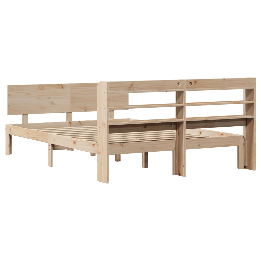 vidaXL Estructura de cama con cabecero madera maciza pino 135x190 cm