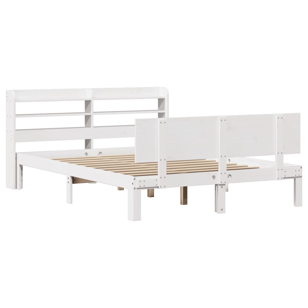 vidaXL Estructura de cama con cabecero sin colchón blanco 140x190 cm