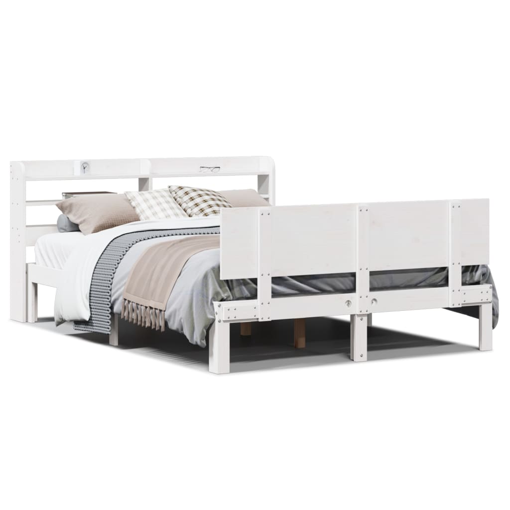 vidaXL Estructura de cama con cabecero sin colchón blanco 140x190 cm