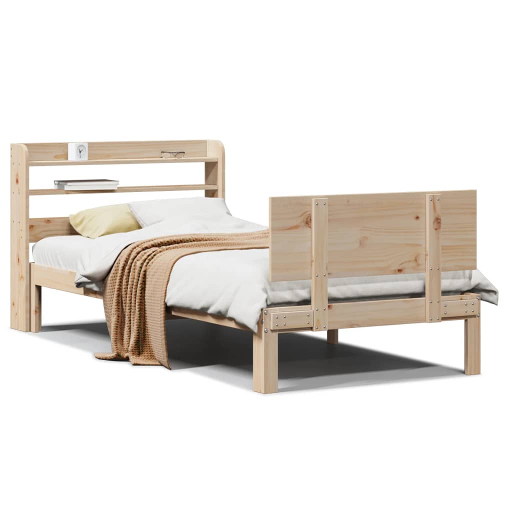 vidaXL Estructura de cama con cabecero madera maciza de pino 90x200 cm