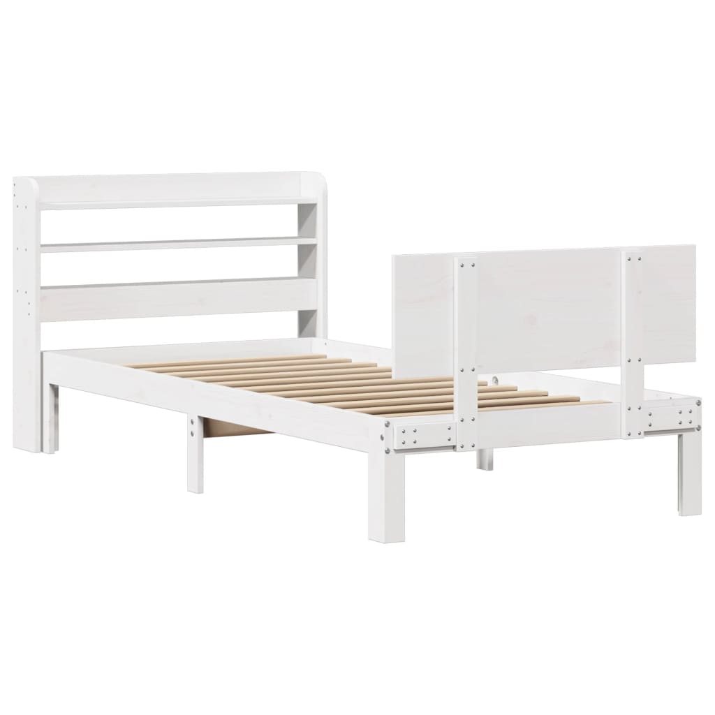 vidaXL Estructura de cama con cabecero sin colchón blanco 90x200 cm