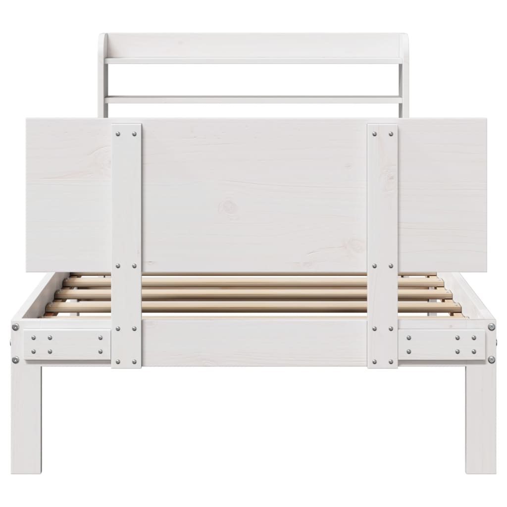 vidaXL Estructura de cama con cabecero sin colchón blanco 90x200 cm