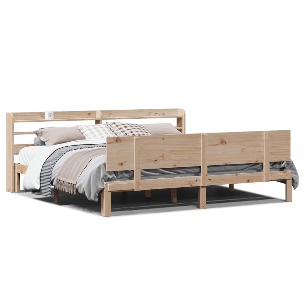 vidaXL Estructura de cama con cabecero madera maciza pino 180x200 cm