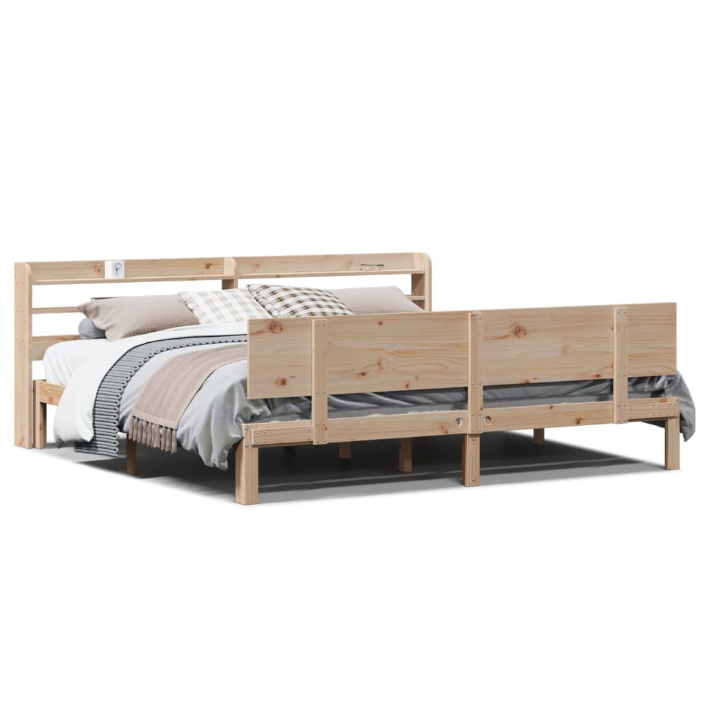 vidaXL Estructura de cama con cabecero madera maciza de pino 200x200cm