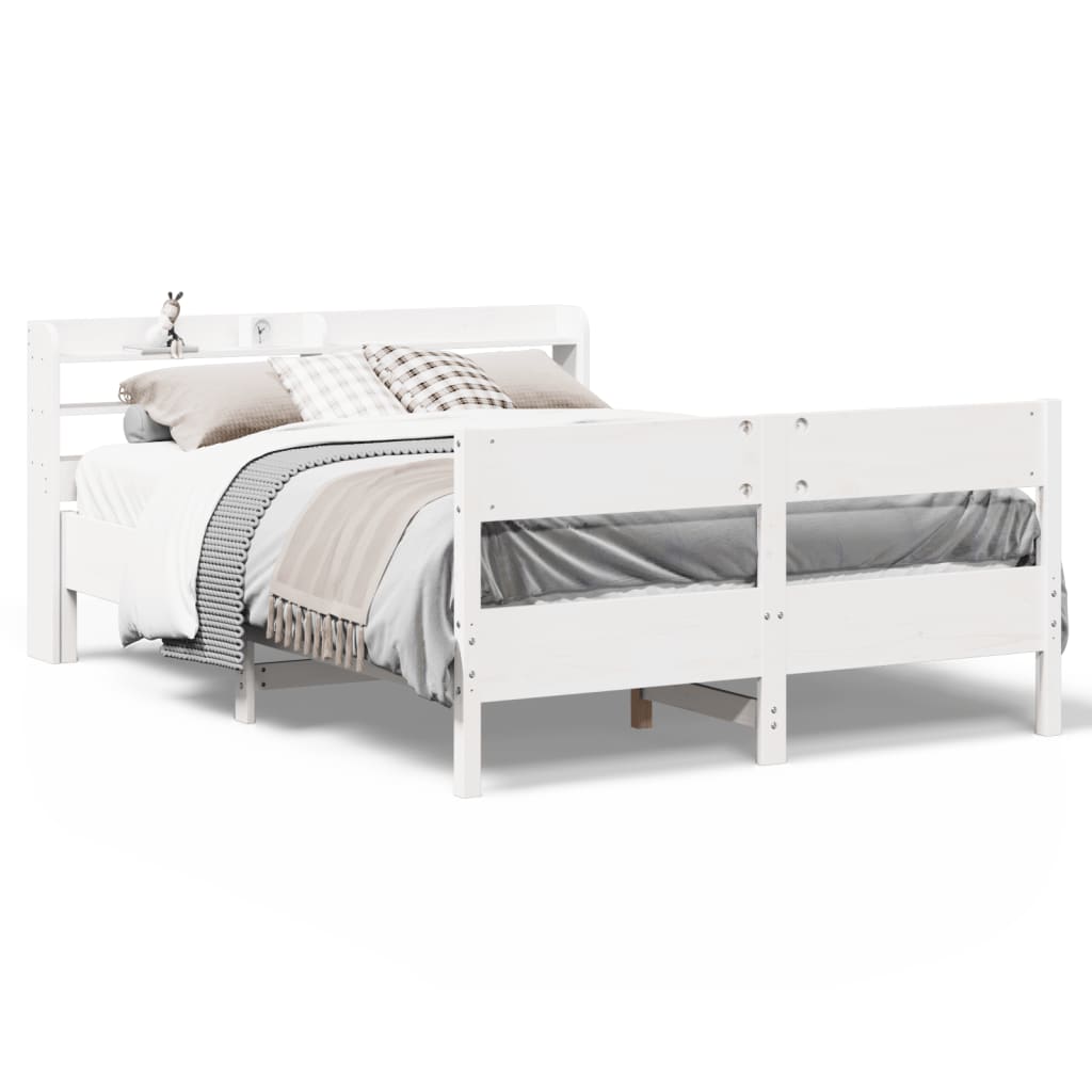 vidaXL Estructura de cama sin colchón madera de pino blanca 140x200 cm