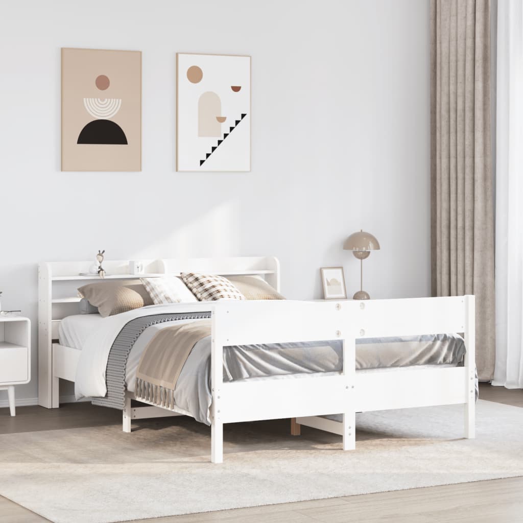 vidaXL Estructura de cama sin colchón madera de pino blanca 140x200 cm