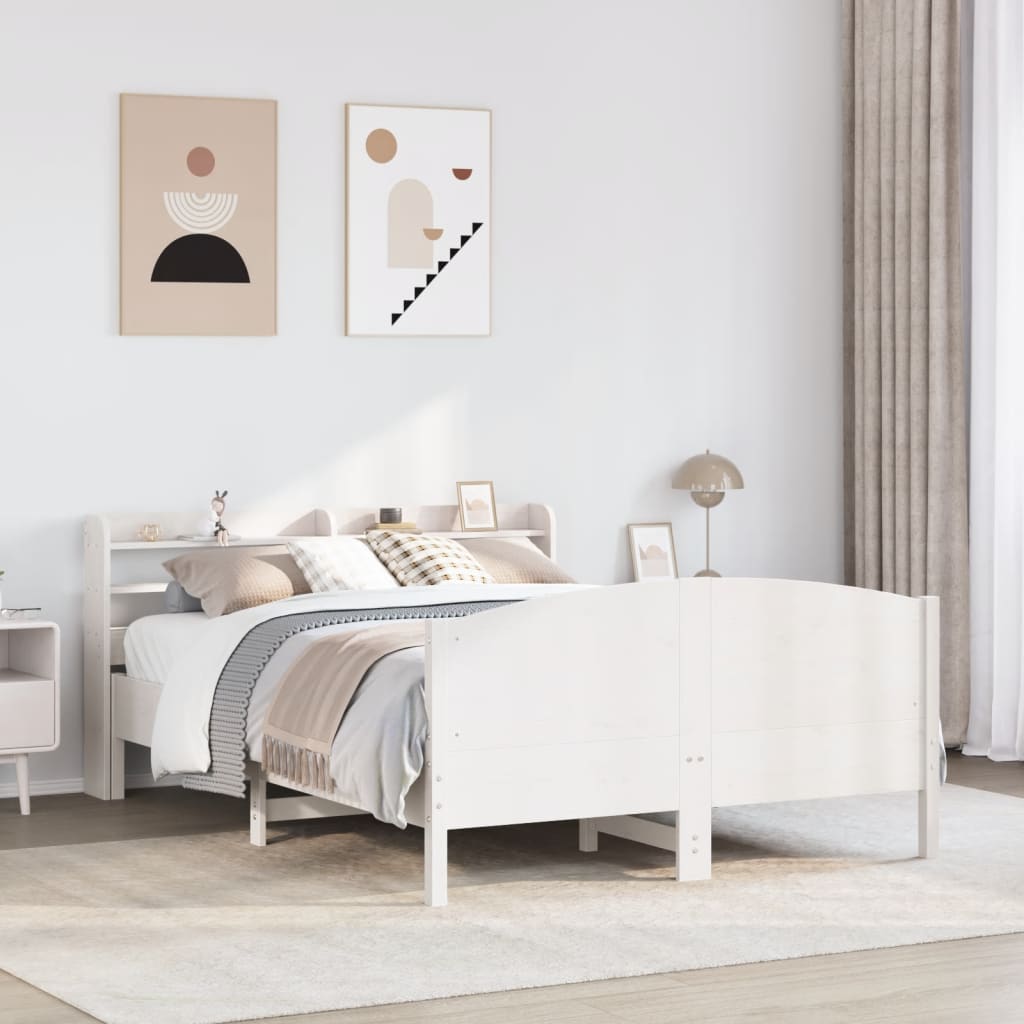 vidaXL Estructura de cama sin colchón madera de pino blanca 140x200 cm