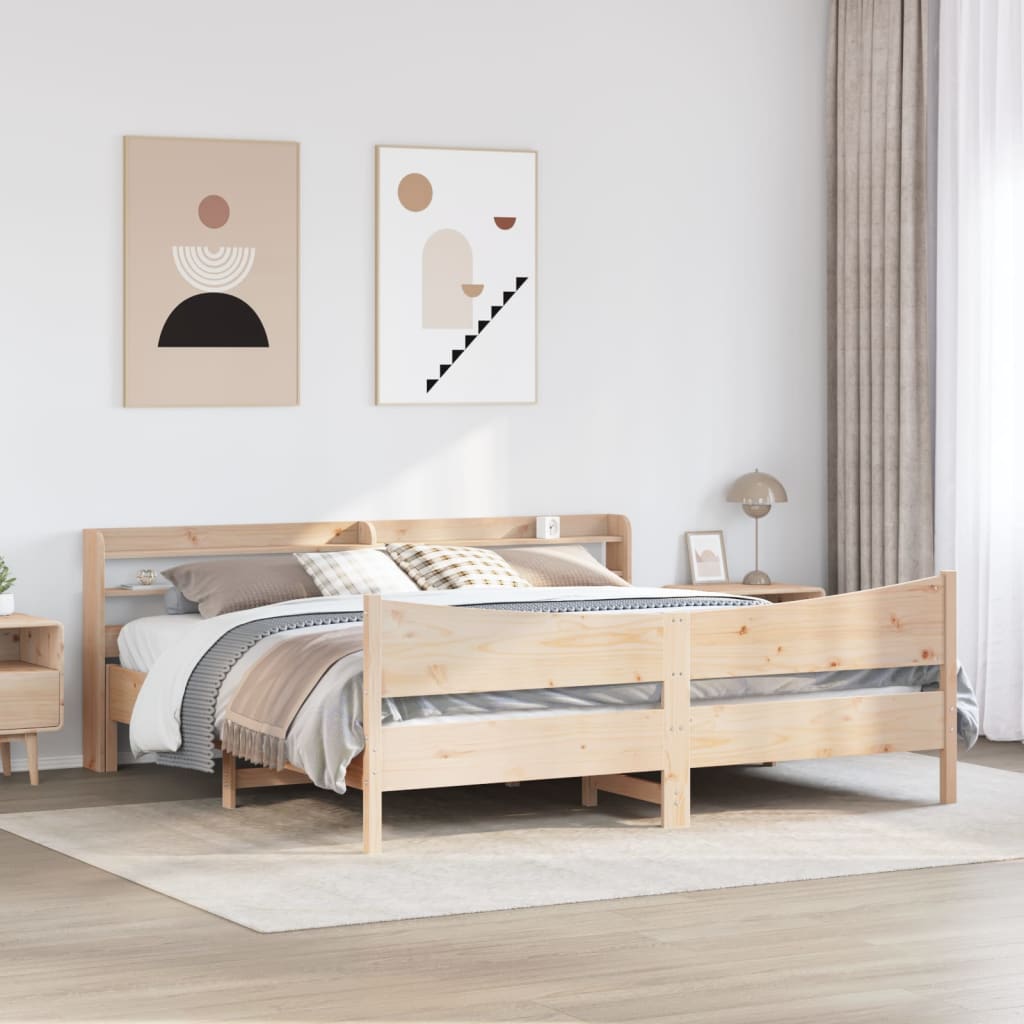 vidaXL Estructura de cama con cabecero madera maciza de pino 200x200cm