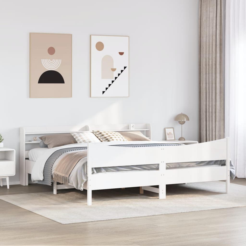 vidaXL Estructura de cama con cabecero madera de pino blanco 200x200cm