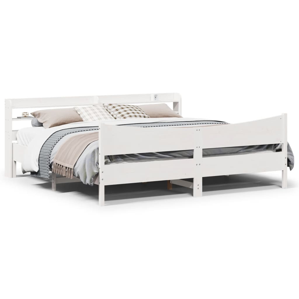 vidaXL Estructura de cama con cabecero madera de pino blanco 200x200cm