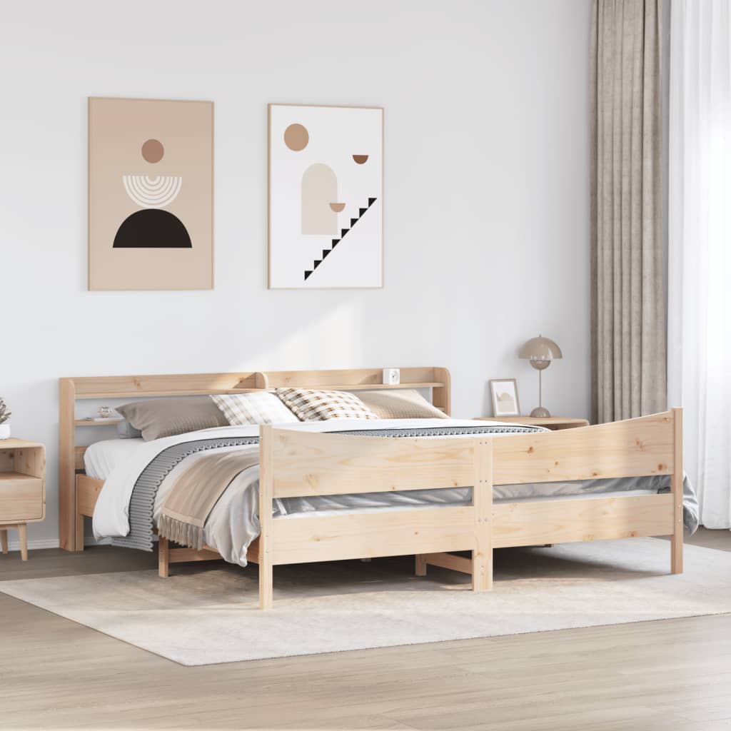 vidaXL Estructura de cama con cabecero madera maciza pino 180x200 cm