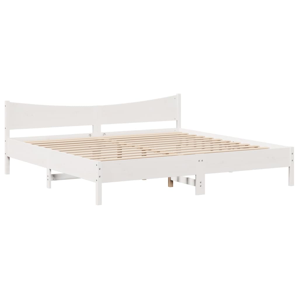 vidaXL Estructura cama cabecero madera maciza pino blanco 180x200 cm