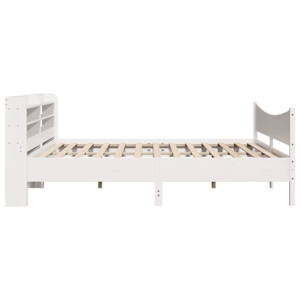 vidaXL Estructura cama cabecero madera maciza pino blanco 180x200 cm