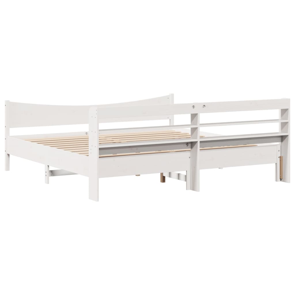 vidaXL Estructura cama cabecero madera maciza pino blanco 180x200 cm