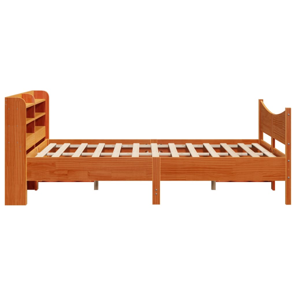 vidaXL Estructura cama con cabecero madera pino marrón cera 160x200 cm