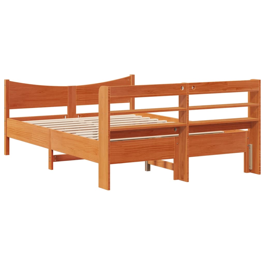 vidaXL Estructura cama con cabecero madera pino marrón cera 160x200 cm