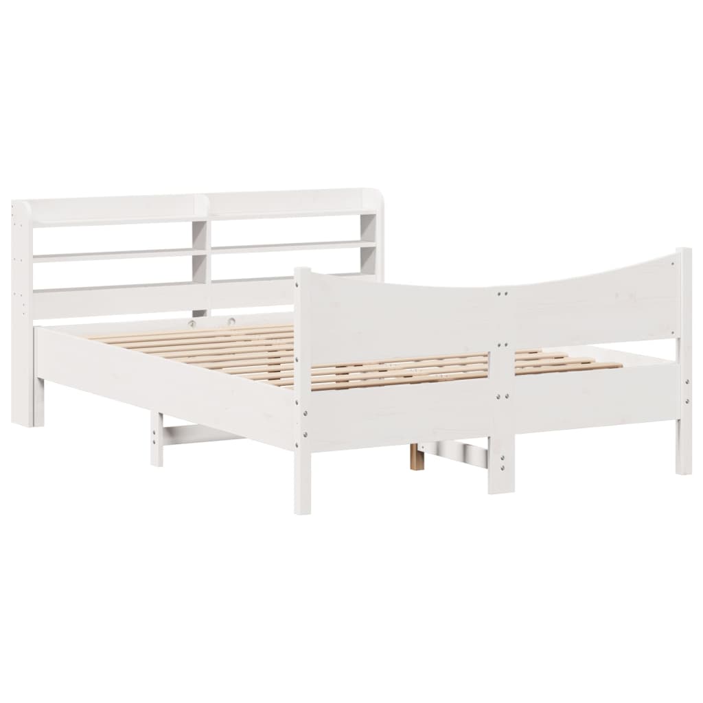 vidaXL Estructura de cama con cabecero madera pino blanco 120x200 cm