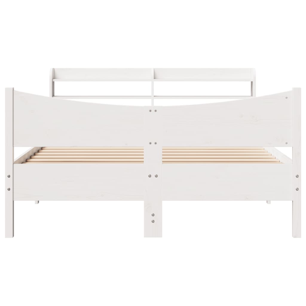 vidaXL Estructura de cama con cabecero madera pino blanco 120x200 cm