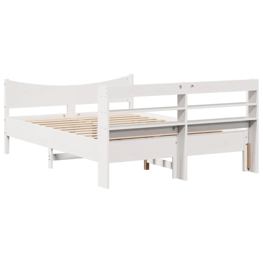 vidaXL Estructura de cama con cabecero madera pino blanco 120x200 cm