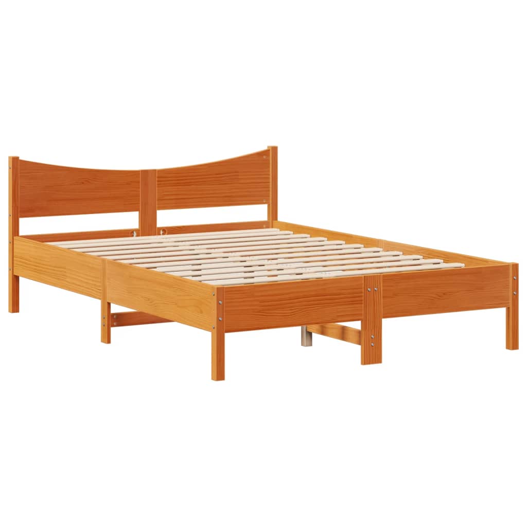 vidaXL Estructura cama con cabecero madera pino marrón cera 120x200 cm