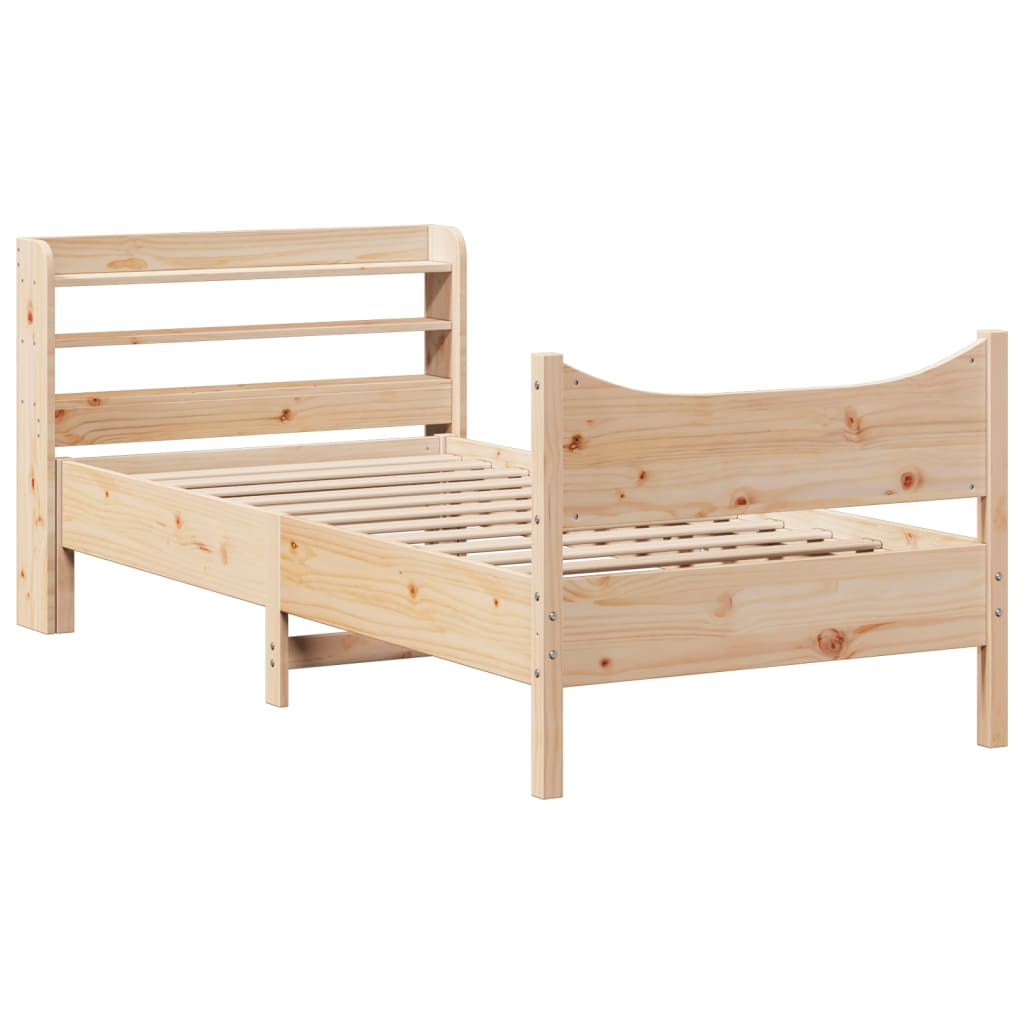 vidaXL Estructura de cama con cabecero madera maciza pino 100x200 cm