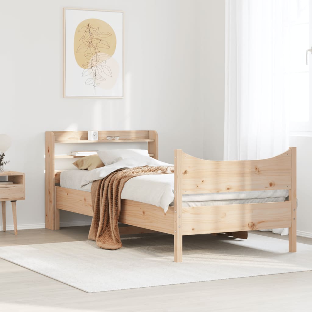 vidaXL Estructura de cama con cabecero madera maciza pino 100x200 cm