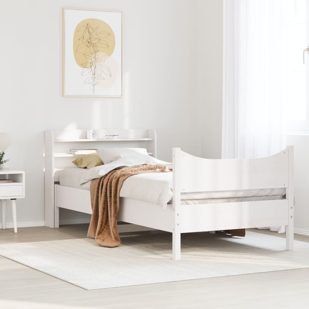 vidaXL Estructura de cama con cabecero madera de pino blanco 100x200cm