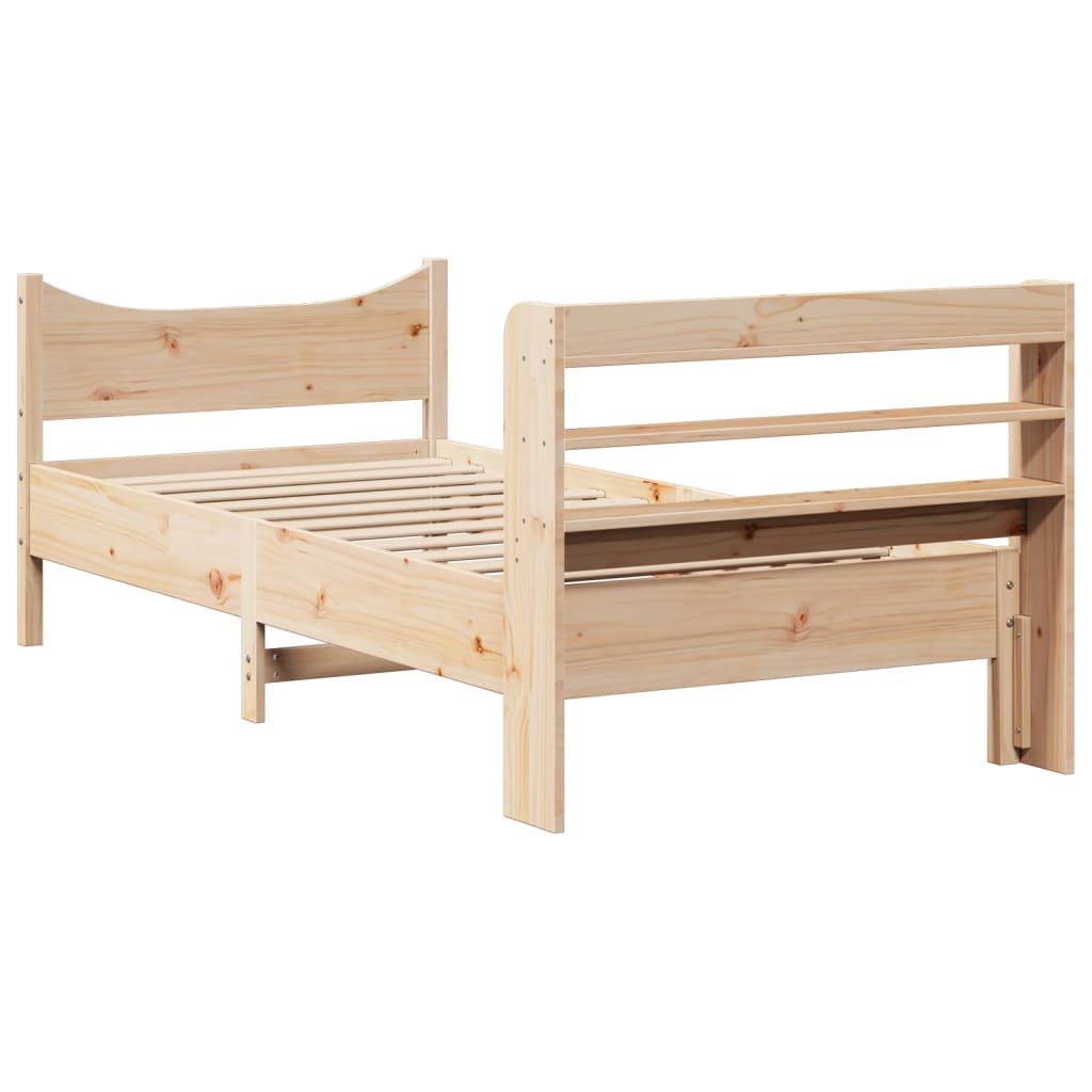 vidaXL Estructura de cama con cabecero madera maciza de pino 90x200 cm