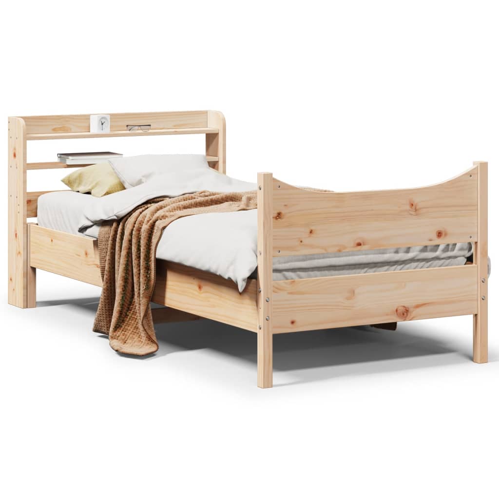 vidaXL Estructura de cama con cabecero madera maciza de pino 90x200 cm