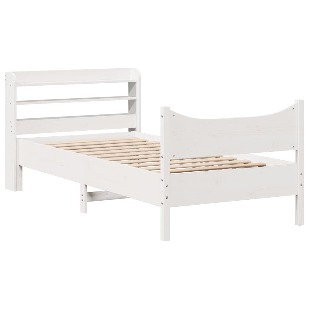 vidaXL Estructura de cama con cabecero madera de pino blanca 90x200 cm