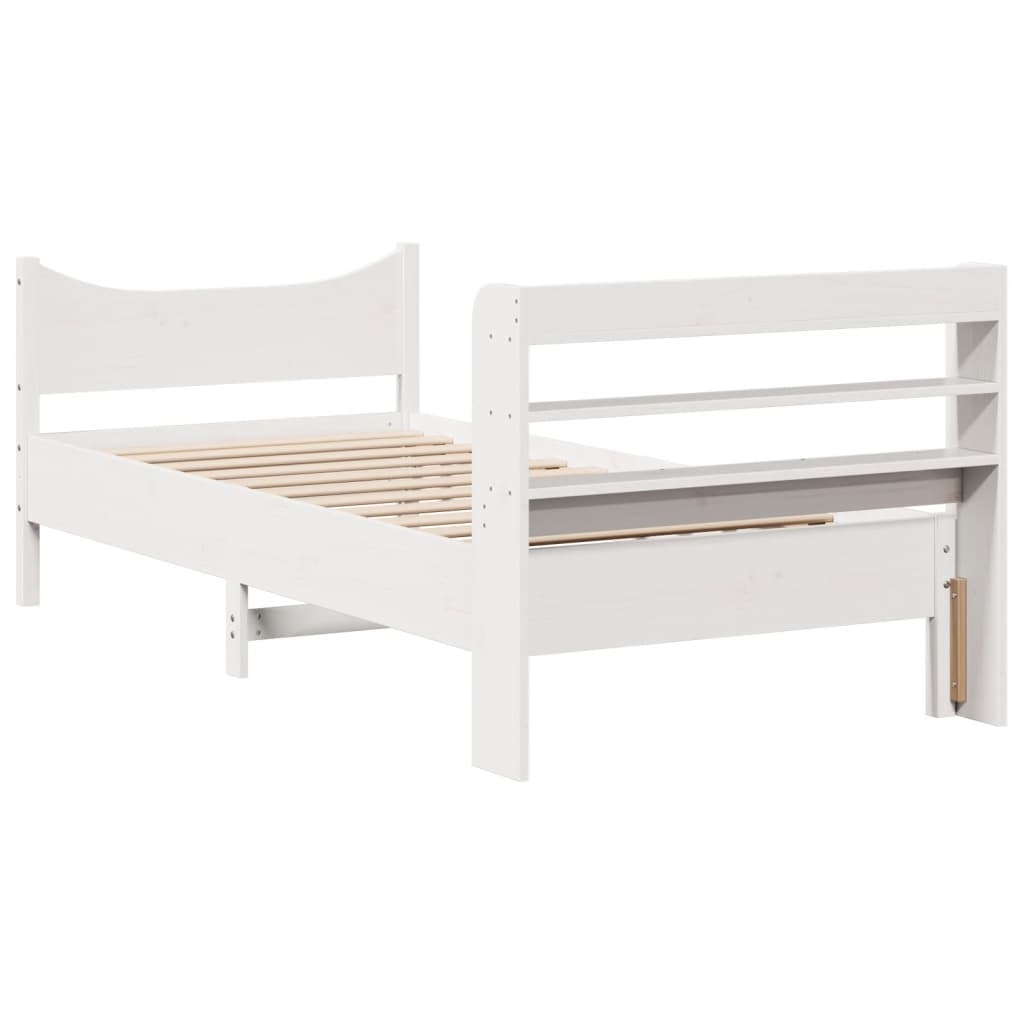 vidaXL Estructura de cama con cabecero madera de pino blanca 90x200 cm