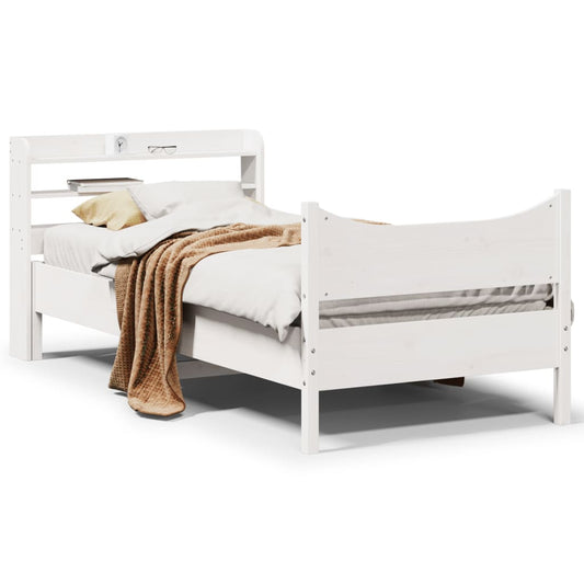 vidaXL Estructura de cama con cabecero madera de pino blanca 90x200 cm