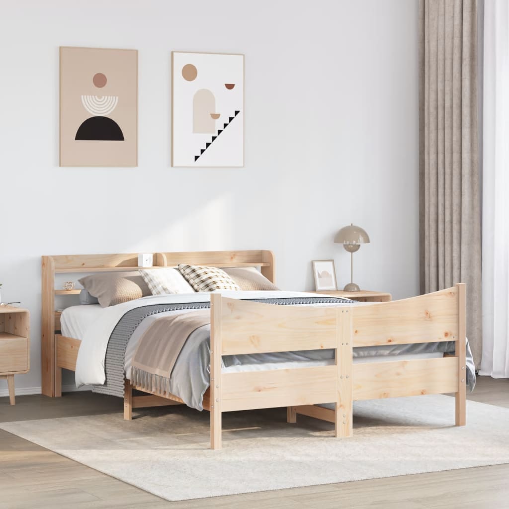 vidaXL Estructura de cama con cabecero madera maciza pino 140x190 cm