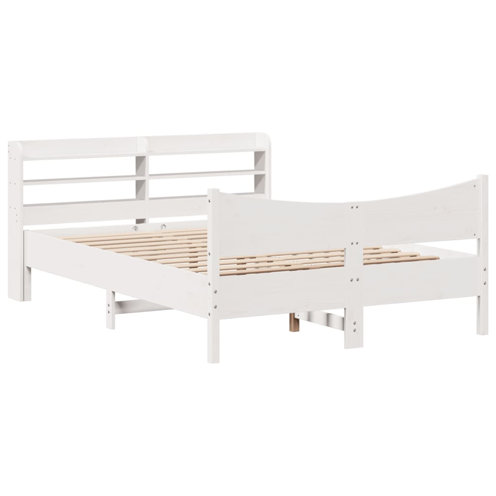 vidaXL Estructura de cama con cabecero madera pino blanco 140x190 cm