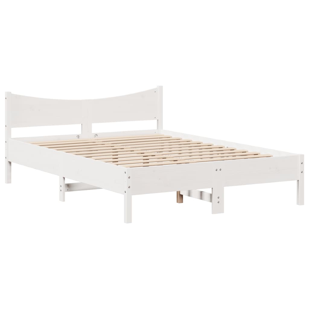 vidaXL Estructura de cama con cabecero madera pino blanco 140x190 cm