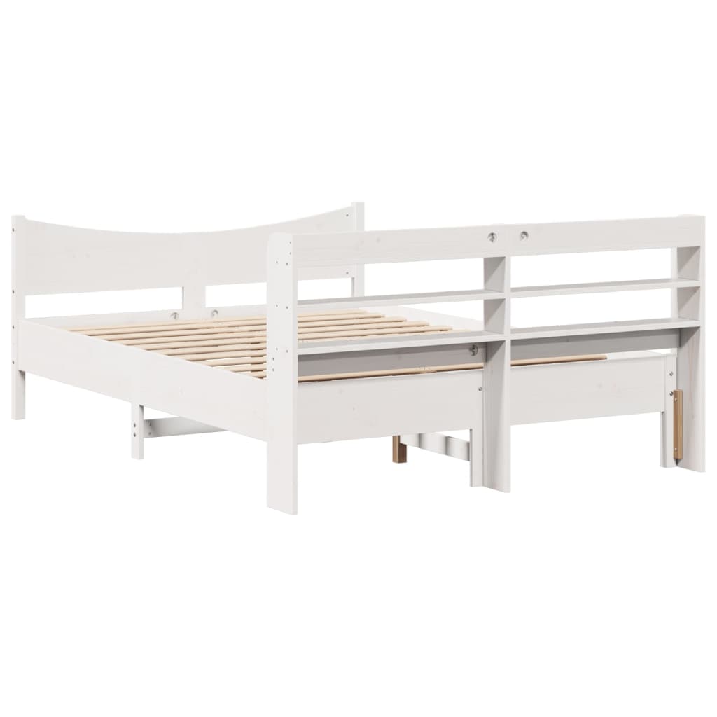 vidaXL Estructura de cama con cabecero madera pino blanco 140x190 cm