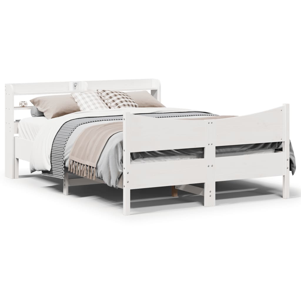 vidaXL Estructura de cama con cabecero madera pino blanco 140x190 cm