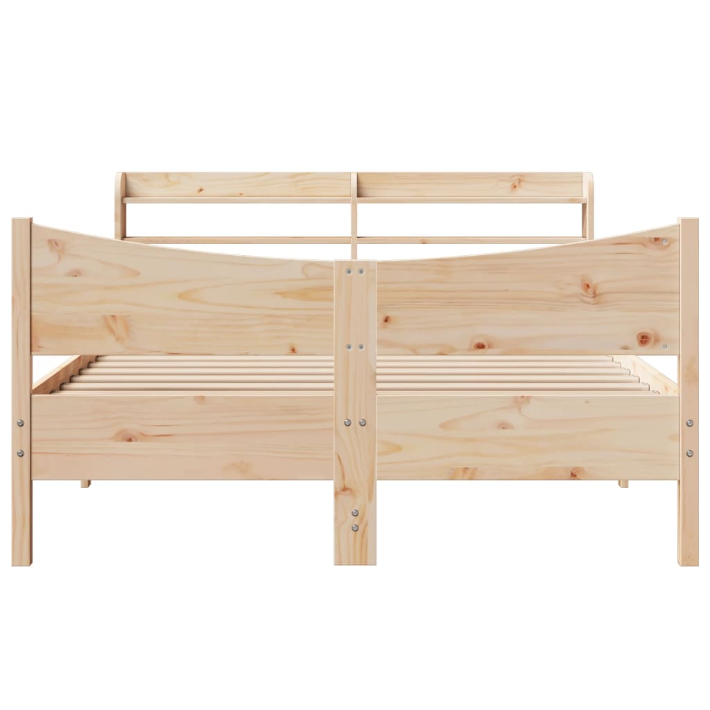 vidaXL Estructura de cama con cabecero madera maciza pino 135x190 cm