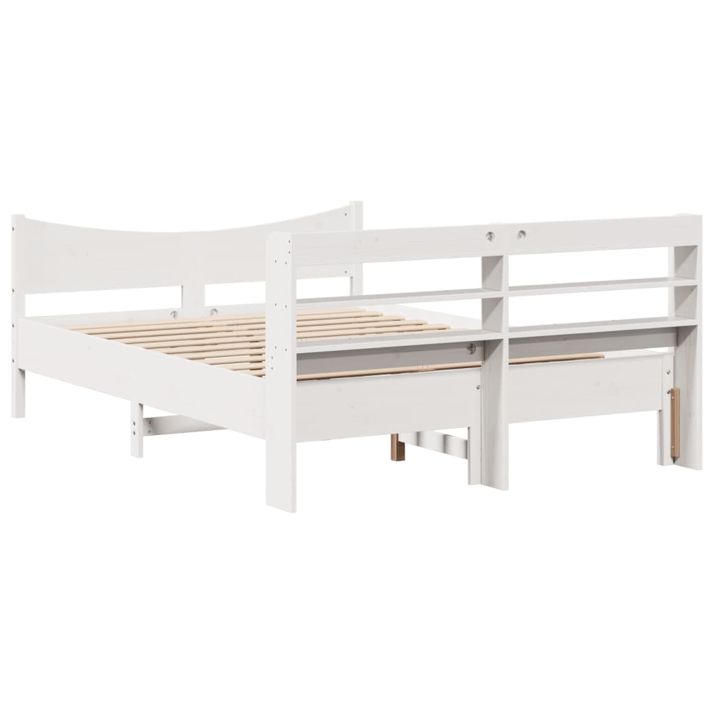 vidaXL Estructura de cama con cabecero madera pino blanco 120x190 cm