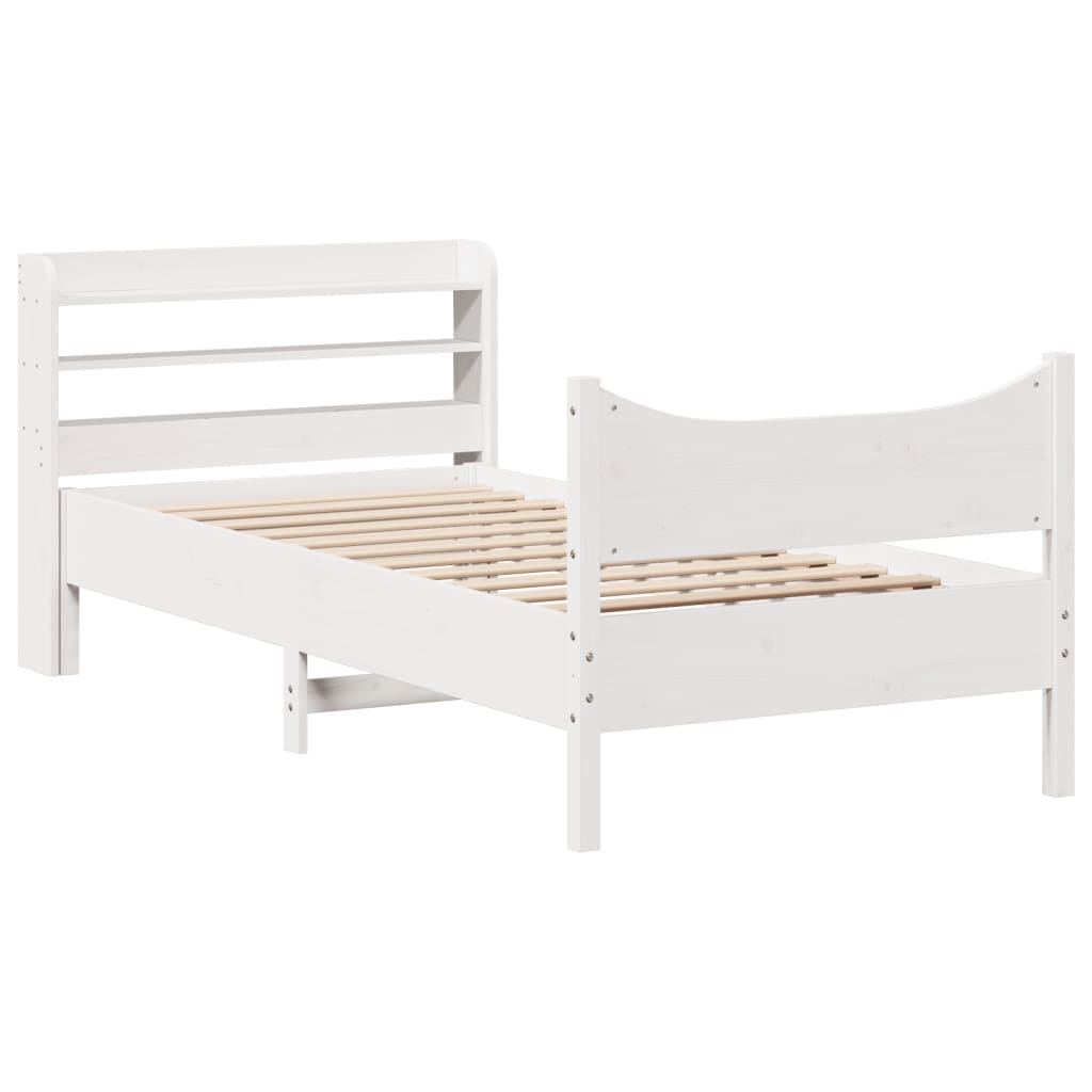 vidaXL Estructura de cama con cabecero madera pino blanco 90x190 cm